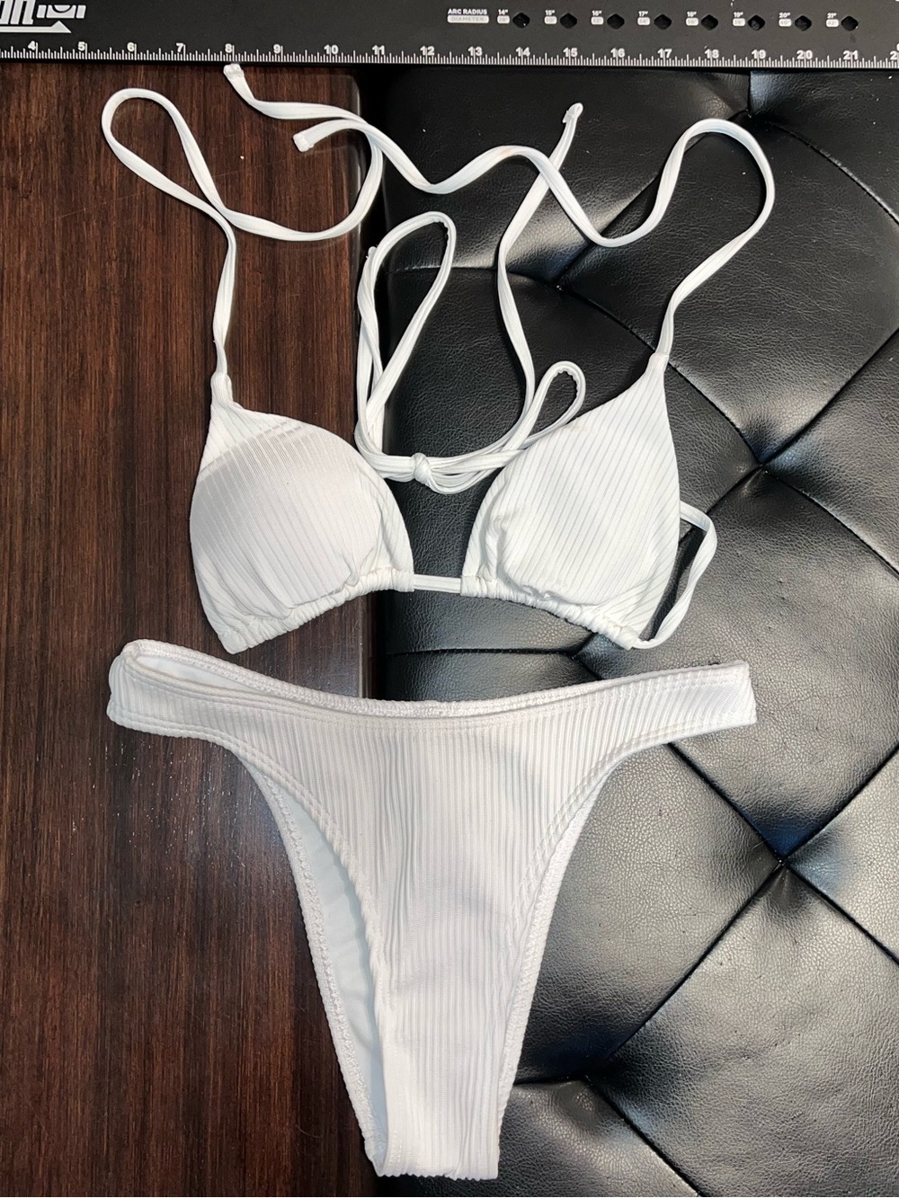 Hollister White Ribbed Triangle Bikini Set